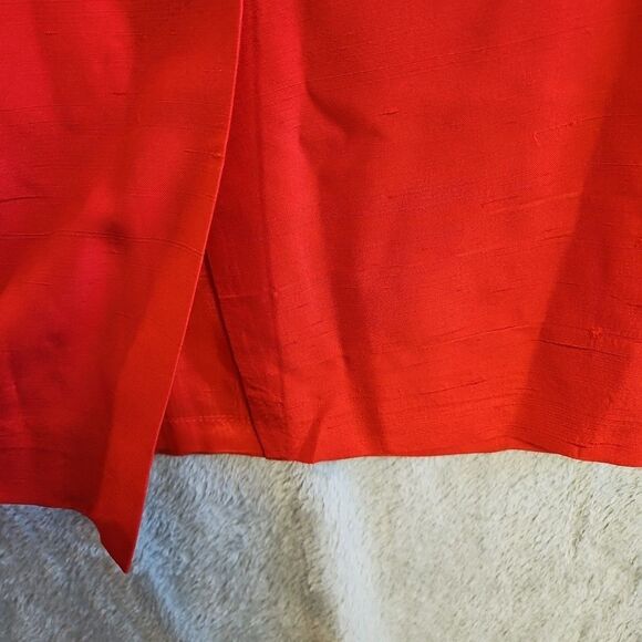 Linda Allard Ellen Tracy silk pencil skirt Red Sz 12 Lined side zip Vintage - Picture 7 of 16